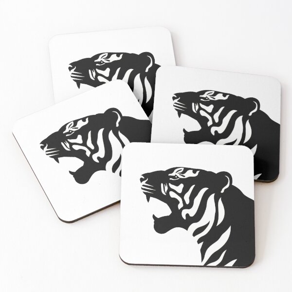 Item preview, Tiger roaring in black silhouette designed and sold by anytka.