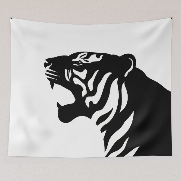 Item preview, Tiger roaring in black silhouette designed and sold by anytka.