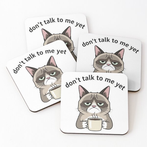 Item preview, Grumpy Cat Coffee Meme Sticker – Don’t Talk To Me Yet Funny Cat designed and sold by MongOficial.