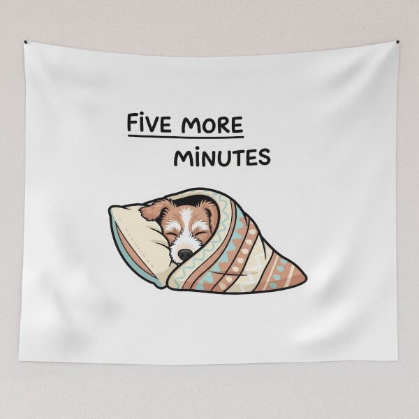 Item preview, Sleepy Dog Five More Minutes Sticker – Cute Cozy Funny Meme designed and sold by MongOficial.