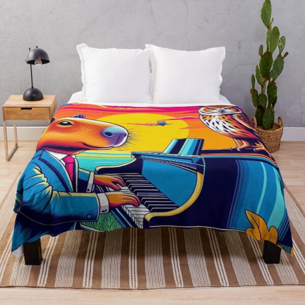 Item preview, Capybara Pianist – Sunset Forest Emblem Design designed and sold by Dogandesighn.