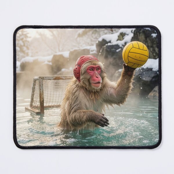 Item preview, Macaque Goalie Makes Yet Another Save in Onsen designed and sold by Tridentulus.