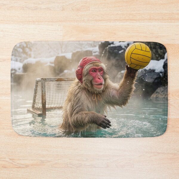 Item preview, Macaque Goalie Makes Yet Another Save in Onsen designed and sold by Tridentulus.