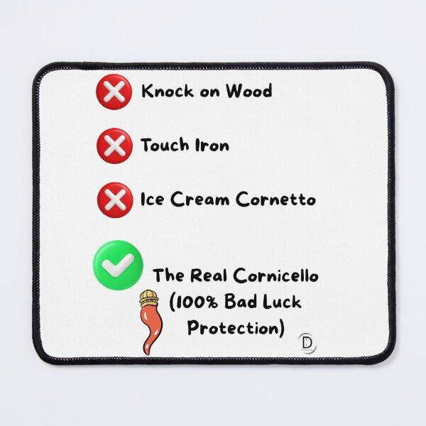 Item preview, Funny Italian Superstition Checklist Cornicello vs Cornetto Ice Cream Joke Shirt & Sticker designed and sold by TheItaliandilemma.