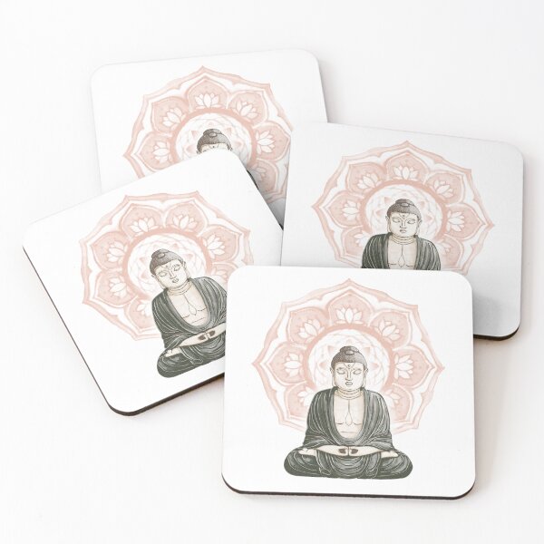 Item preview, Buddha Padma Watercolor - Fawn Earth Pine - Coral Halo designed and sold by Irene Estelle.