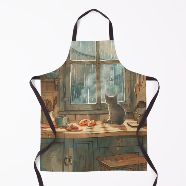 Item preview, Rainy Window Morning – Cozy Cat Kitchen Scene designed and sold by JLCableStudio.