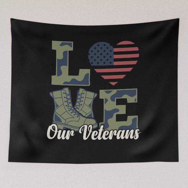 Item preview, Love Our Veterans Day Proud Military American Flag designed and sold by Dressed For  Duty.