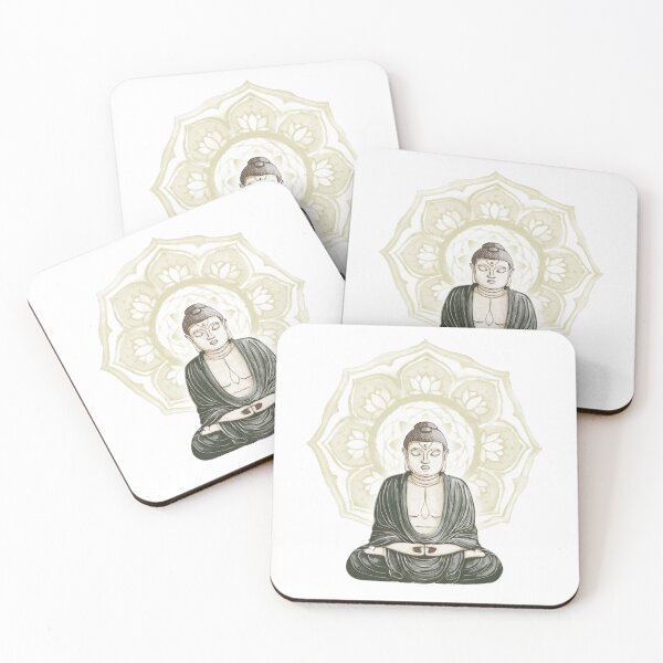 Item preview, Buddha Padma Watercolor - Fawn Earth Pine - Gold Halo designed and sold by Irene Estelle.