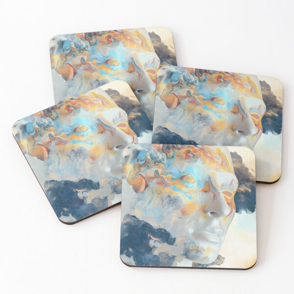 Item preview, Psychedelic Surreal Marble Head with Vibrant Fluid Swirls and Topographic Lines designed and sold by EK-World.