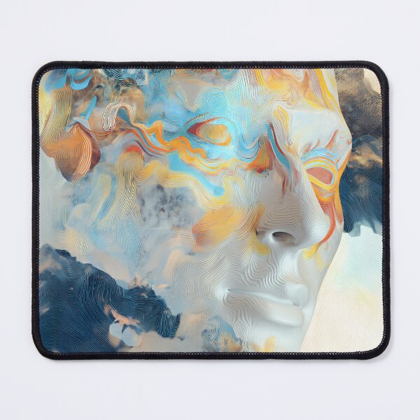 Item preview, Psychedelic Surreal Marble Head with Vibrant Fluid Swirls and Topographic Lines designed and sold by EK-World.