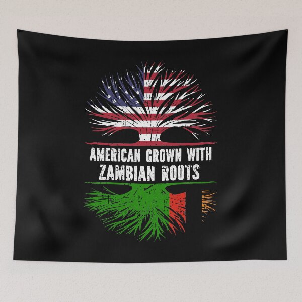 Item preview, American Grown with Zambian Roots USA Flag designed and sold by CosmoKitsch.