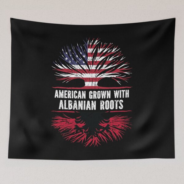 Item preview, American Grown with Albanian Roots USA Flag designed and sold by CosmoKitsch.
