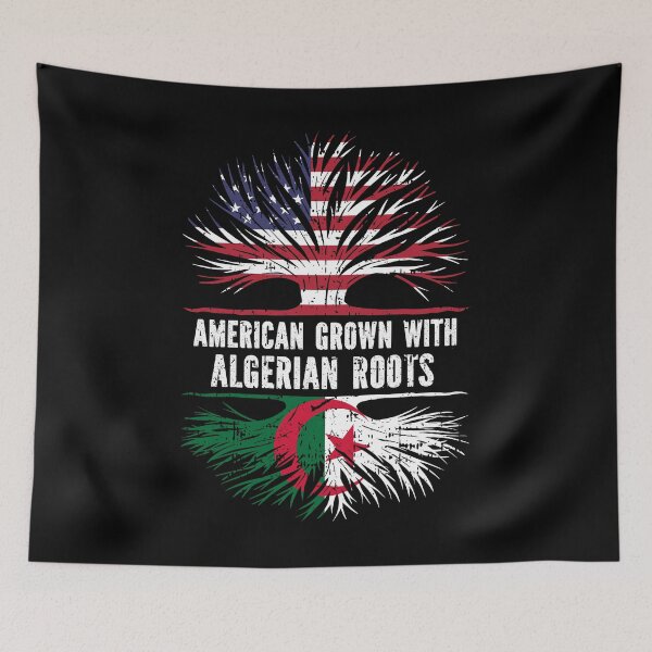 Item preview, American Grown with Algerian Roots USA Flag designed and sold by CosmoKitsch.