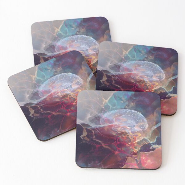 Item preview, Psychedelic Translucent Brain with Glowing Neural Energy in Vibrant Fluid Nebula designed and sold by EK-World.