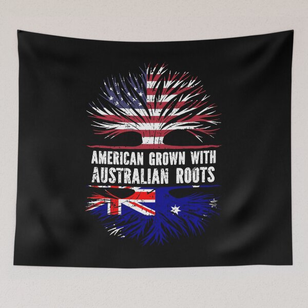 Item preview, American Grown with Australian Roots USA Flag designed and sold by CosmoKitsch.