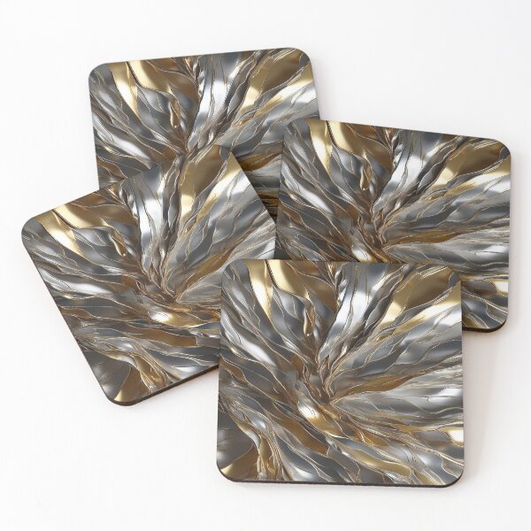 Item preview, Liquid Gold & Silver Flow – Modern Abstract Metallic Waves designed and sold by semenol.