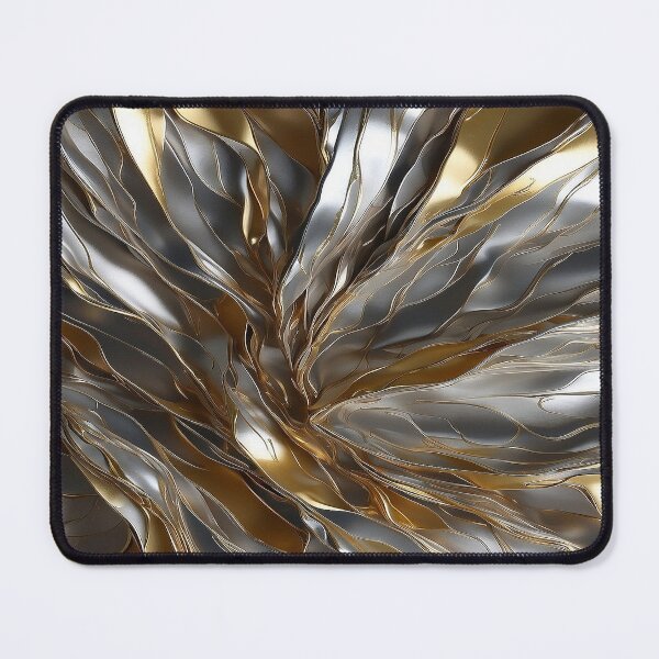 Item preview, Liquid Gold & Silver Flow – Modern Abstract Metallic Waves designed and sold by semenol.