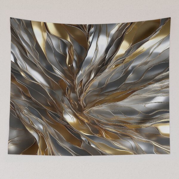 Item preview, Liquid Gold & Silver Flow – Modern Abstract Metallic Waves designed and sold by semenol.
