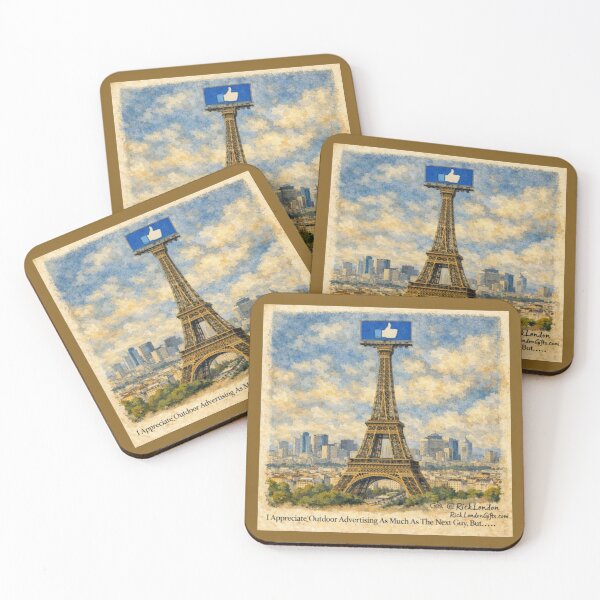 Item preview, Eiffel Tower “Like” Billboard – Paris Satire Cartoon designed and sold by Rick London Gifts.