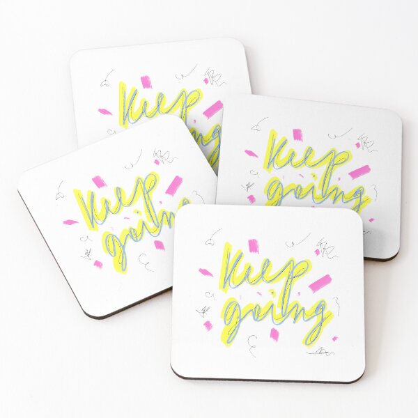 Item preview, Keep going neon yellow motivational inspirational quote designed and sold by Yana Mustafina | Boho Soulful Designs.