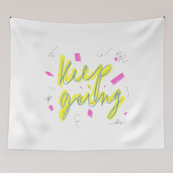 Item preview, Keep going neon yellow motivational inspirational quote designed and sold by Yana Mustafina | Boho Soulful Designs.