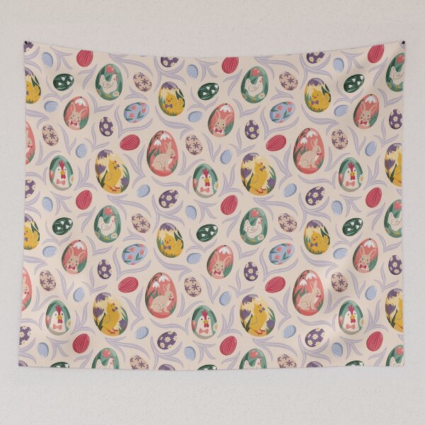 Item preview, Colorful Easter eggs with portraits of animals – playful pattern designed and sold by InkofNocturna.