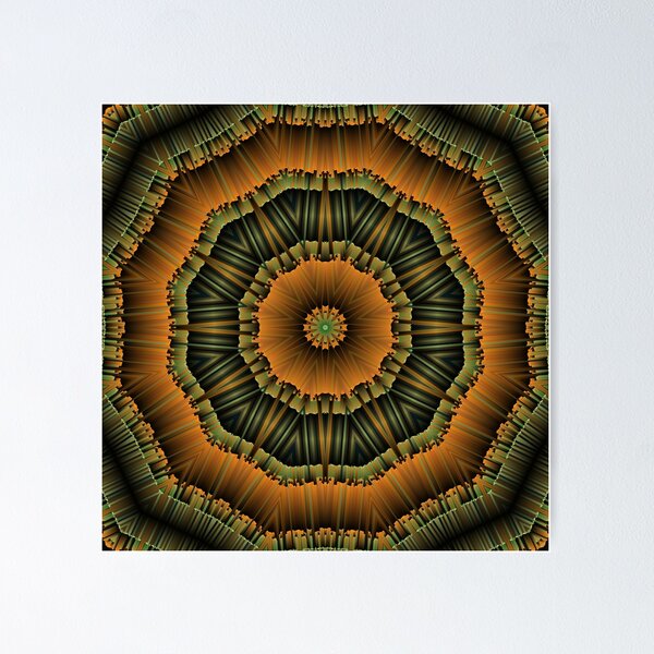 Item preview, Abstract mandala with amber center and layered geometric radial patterns designed and sold by ScreenPin.