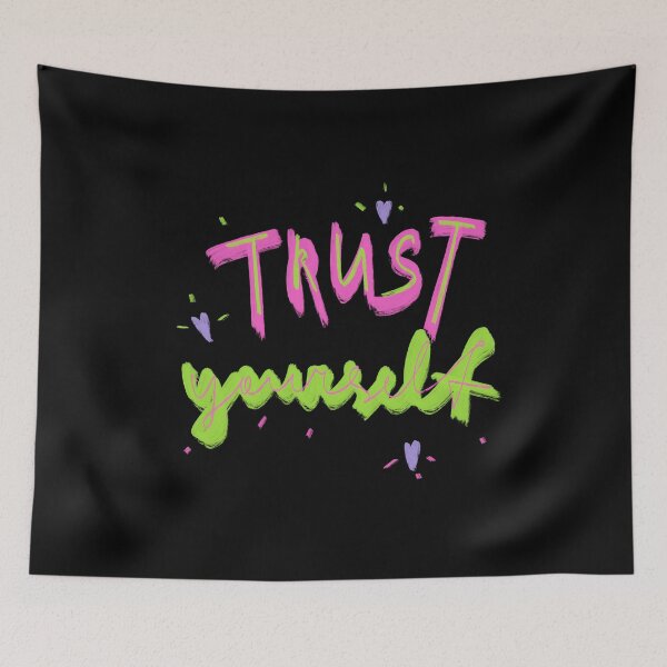 Item preview, Trust yourself neon inspirational quote black edition designed and sold by Yana Mustafina | Boho Soulful Designs.