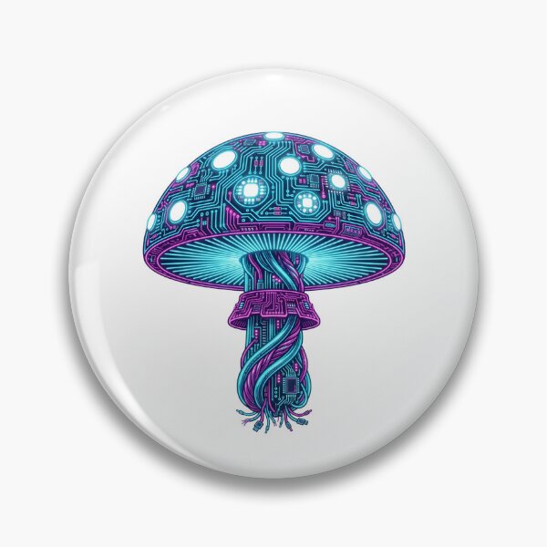 Item preview, Cyberpunk Mushroom with Glowing Circuit Board Patterns designed and sold by Kvarny.