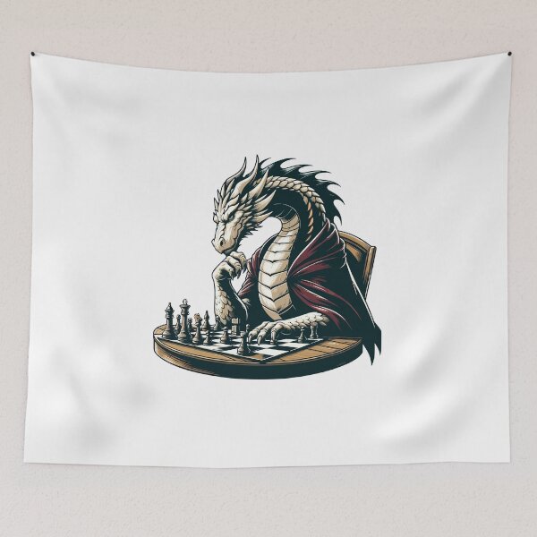 Item preview, Dragon Playing Chess – Fantasy Strategy Design for Chess Lovers designed and sold by CyfroweMysli.