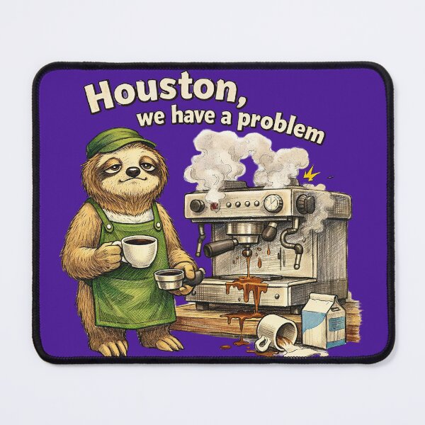 Item preview, Sloth Barista Houston We Have a Problem Sticker – Funny Coffee Animal Art designed and sold by Felixuss.