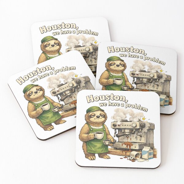 Item preview, Sloth Barista Houston We Have a Problem Sticker – Funny Coffee Animal Art designed and sold by Felixuss.