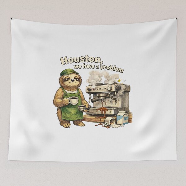 Item preview, Sloth Barista Houston We Have a Problem Sticker – Funny Coffee Animal Art designed and sold by Felixuss.