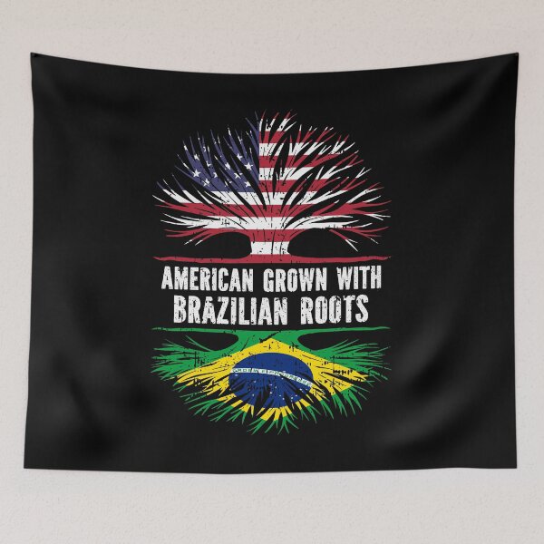 Item preview, American Grown with Brazilian Roots USA Flag designed and sold by CosmoKitsch.