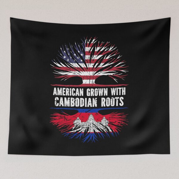 Item preview, American Grown with Cambodian Roots USA Flag designed and sold by CosmoKitsch.