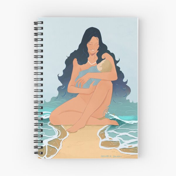 Item preview, Ocean Mother and Child Mystical Sea Goddess Folk Art Illustration designed and sold by GabrielaBarzi.