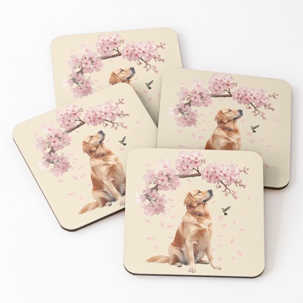 Item preview, Golden Retriever Birdwatching Sakura Circle – Cherry Blossom Dog Aesthetic Design designed and sold by Willow & Ink.