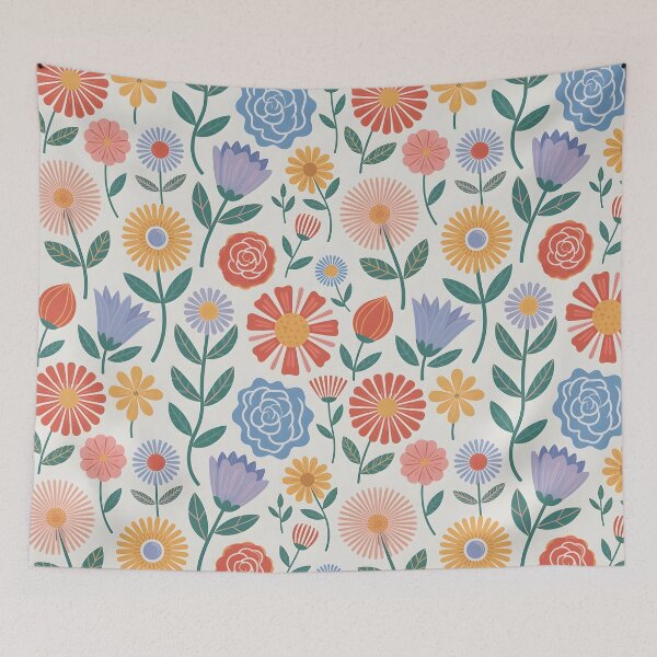 Item preview, Multi colored flower seamless pattern, on a beige background designed and sold by LeedsArtStudio.