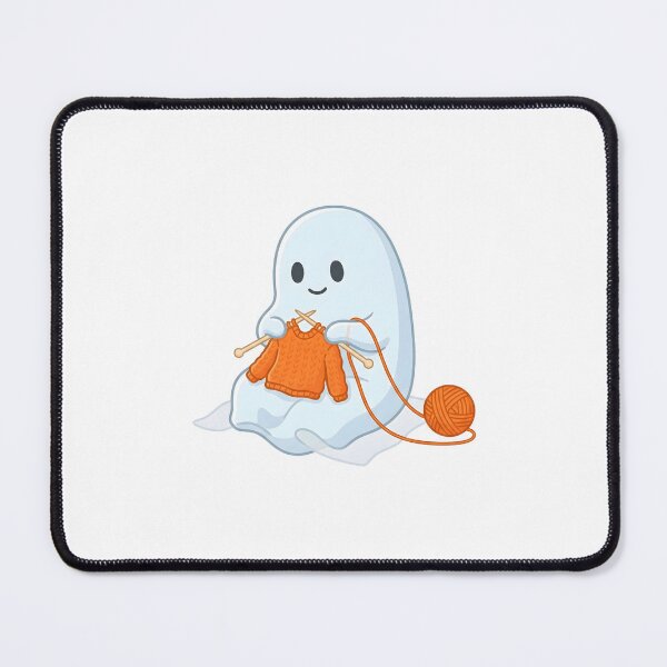 Item preview, Cute Knitting Ghost Making a Tiny Orange Sweater designed and sold by Kvarny.