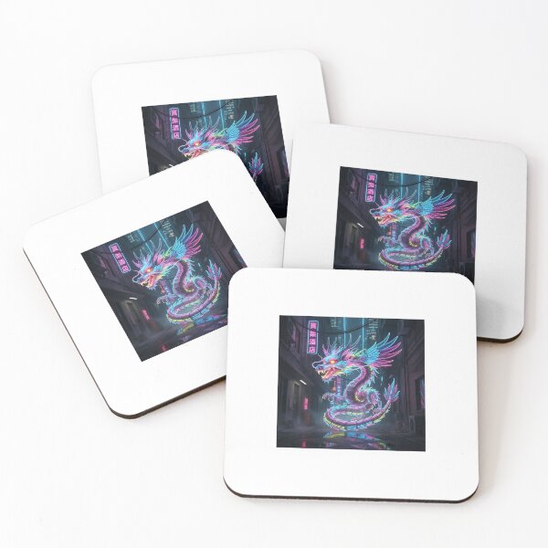 Item preview, Neon Dragon in Cyberpunk Alley – Futuristic Urban Fantasy Art designed and sold by ZolaDesings.