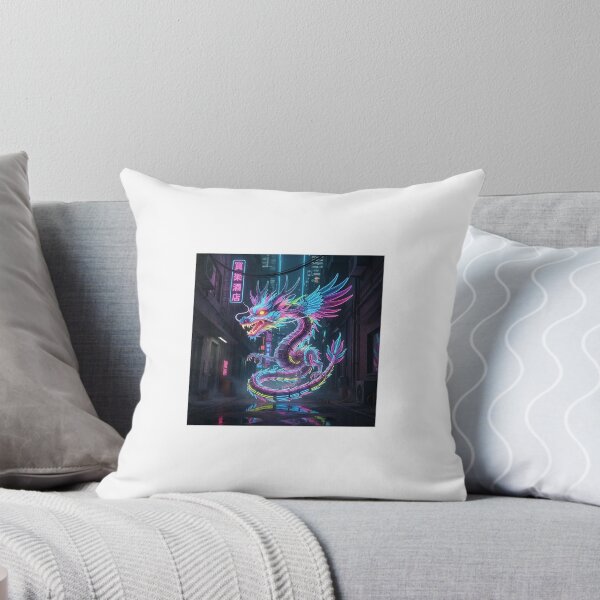 Item preview, Neon Dragon in Cyberpunk Alley – Futuristic Urban Fantasy Art designed and sold by ZolaDesings.