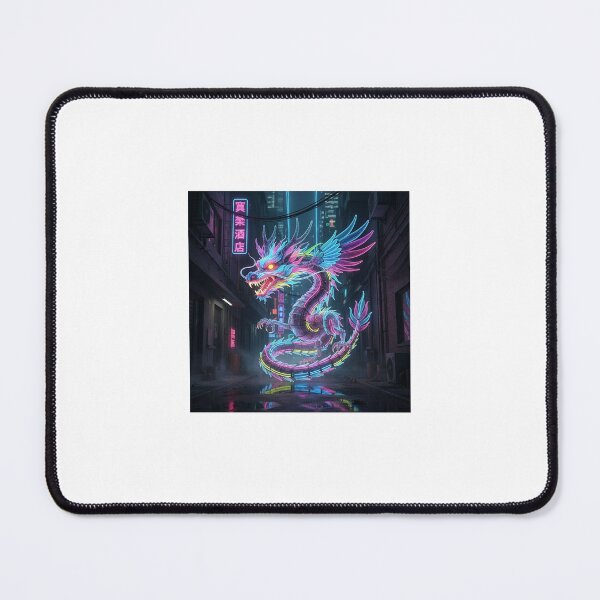 Item preview, Neon Dragon in Cyberpunk Alley – Futuristic Urban Fantasy Art designed and sold by ZolaDesings.