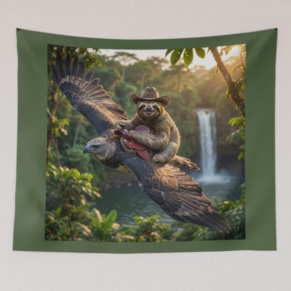 Item preview, Cowboy Sloth Rides Harpy Eagle designed and sold by Tridentulus.