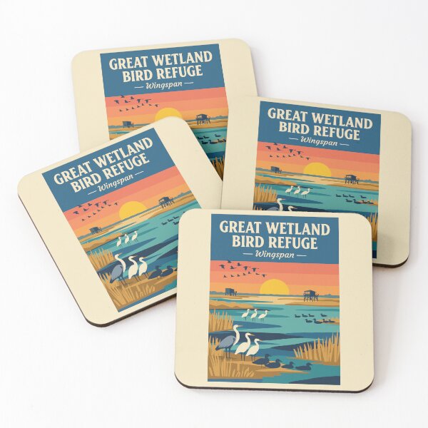 Item preview, Wingspan Board Game Great Wetland Bird Refuge Vintage Travel Poster designed and sold by CardboardCotton.