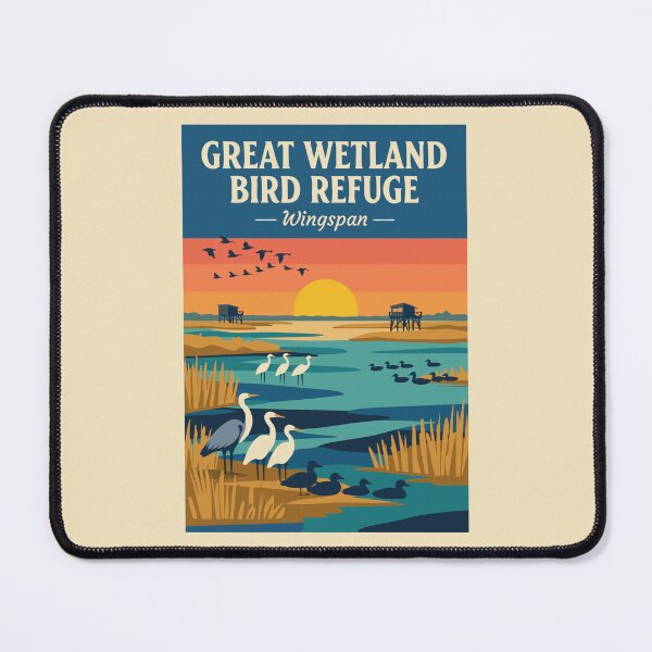 Item preview, Wingspan Board Game Great Wetland Bird Refuge Vintage Travel Poster designed and sold by CardboardCotton.