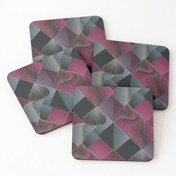 Item preview, Geometric Grey Blue Black Argyle Pattern Burgundy Wave designed and sold by LEILA ART SPACE.