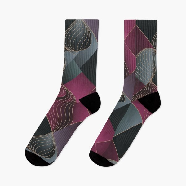 Item preview, Geometric Grey Blue Black Argyle Pattern Burgundy Wave designed and sold by LEILA ART SPACE.