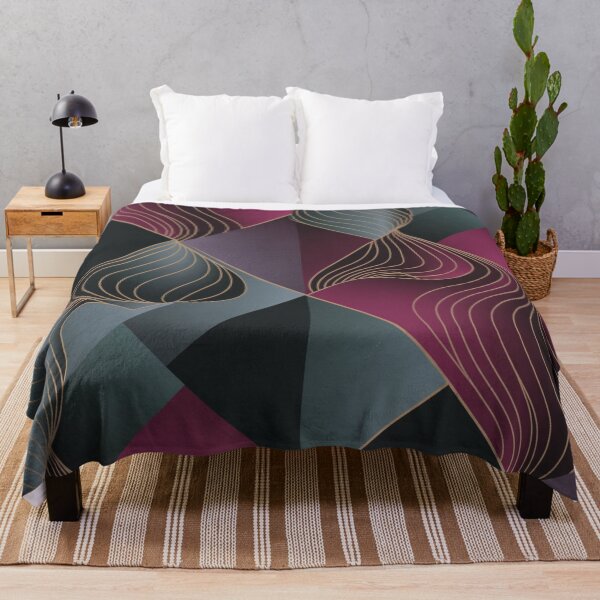 Item preview, Geometric Grey Blue Black Argyle Pattern Burgundy Wave designed and sold by LEILA ART SPACE.