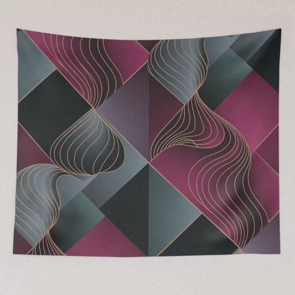 Item preview, Geometric Grey Blue Black Argyle Pattern Burgundy Wave designed and sold by LEILA ART SPACE.