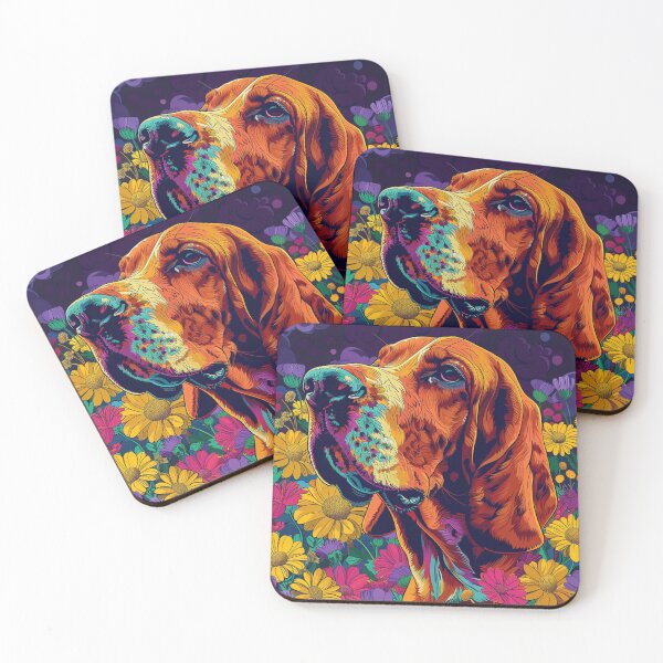 Item preview, Colorful Bloodhound with flowers designed and sold by MendaciousMina.